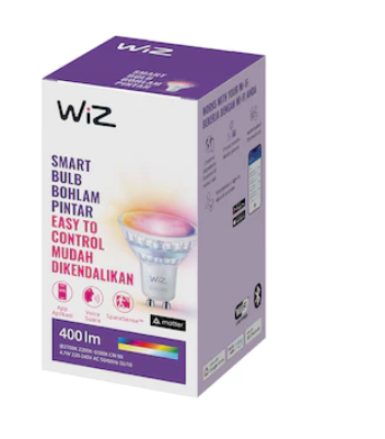 หลอดไฟเปลี่ยนสีอัจฉริยะ เปลี่ยนสีได้ 16 ล้านสี ขนาด 4.7 วัตต์ ขั้ว GU10 มุม D36 ถนอมสายตา ยี่ห้อ WIZ