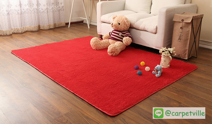 พรมขนสั้น Super Soft สีแดง