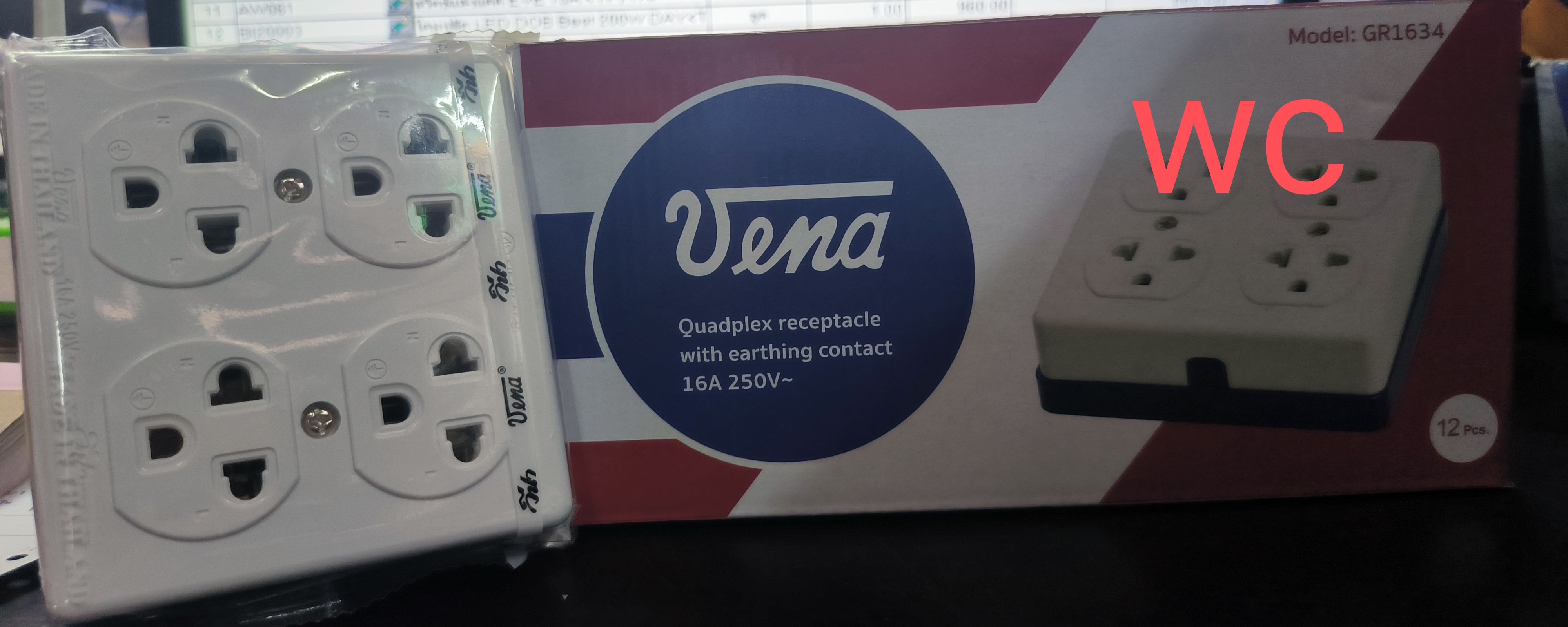 VENA ปลั๊กกราวด์ 4 ที่ลอย แข็งแรง หล่นไม่แตก มีกราว์ 16A รุ่นใหม่ GR1634 สินค้าออกบิลได้ วีน่าแท้