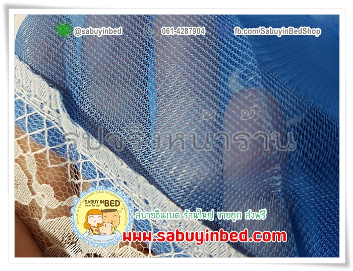 มุ้งกางสี่หู มีประตู เข้าออก 1 ทาง ขนาด 8 ฟุต มุ้งเหลี่ยมกันยุงผ้านีโอ มุ้งสีขาวเนื้อดีมาก มีระบายชายด้านบน ( ขนาด 200x235x190 ซม.)