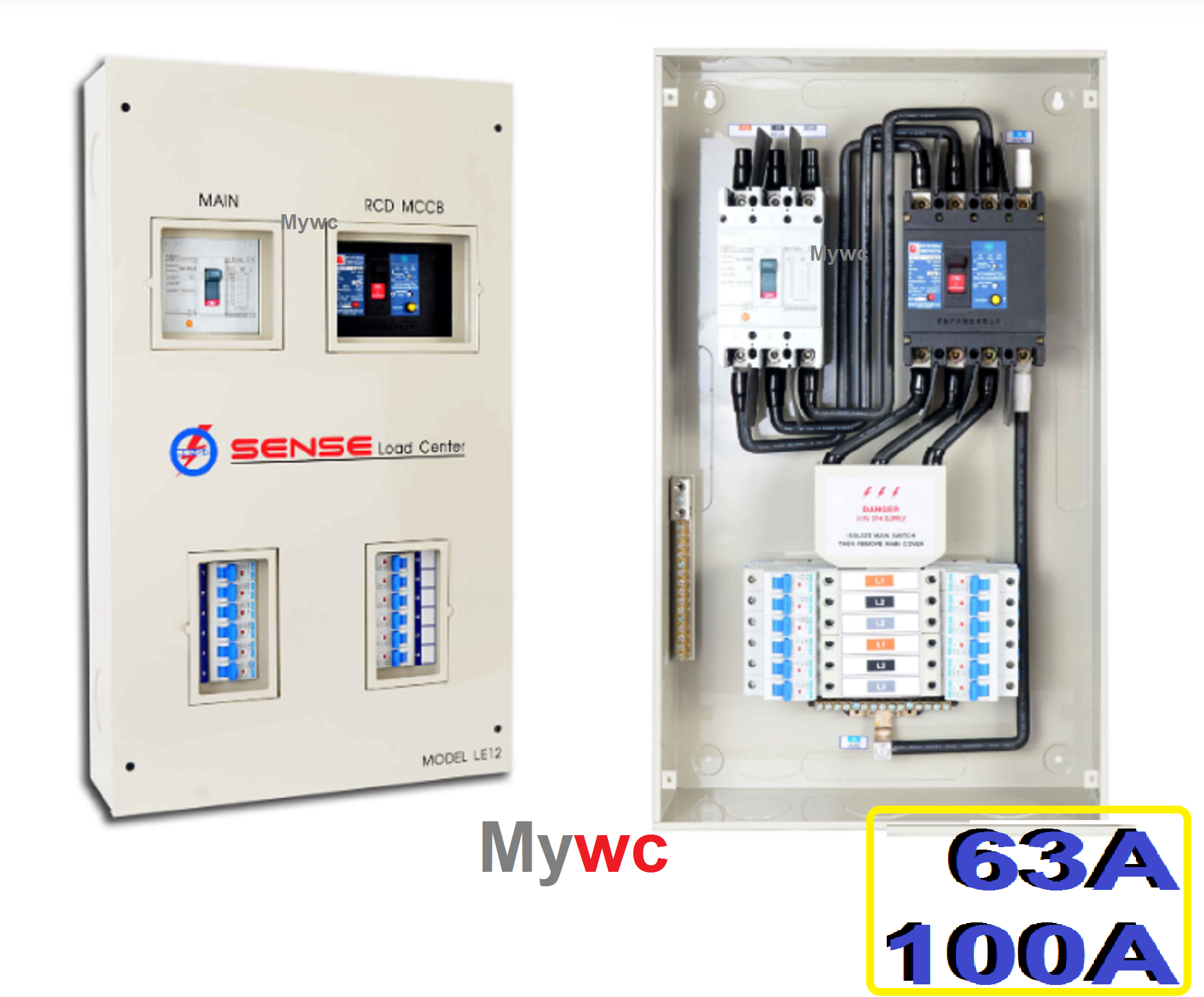 (ประกัน5ปี) SENSE ตู้คอนซูเมอร์ไฟฟ้า 3เฟส 3P เมน100A รุ่นLE12 12ช่อง ตู้ควบคุมไฟฟ้าพร้อมลูกย่อย RCBO พร้อมเครื่องตัดไฟรั่ว sense ตู้ครบวงจรครบชุด