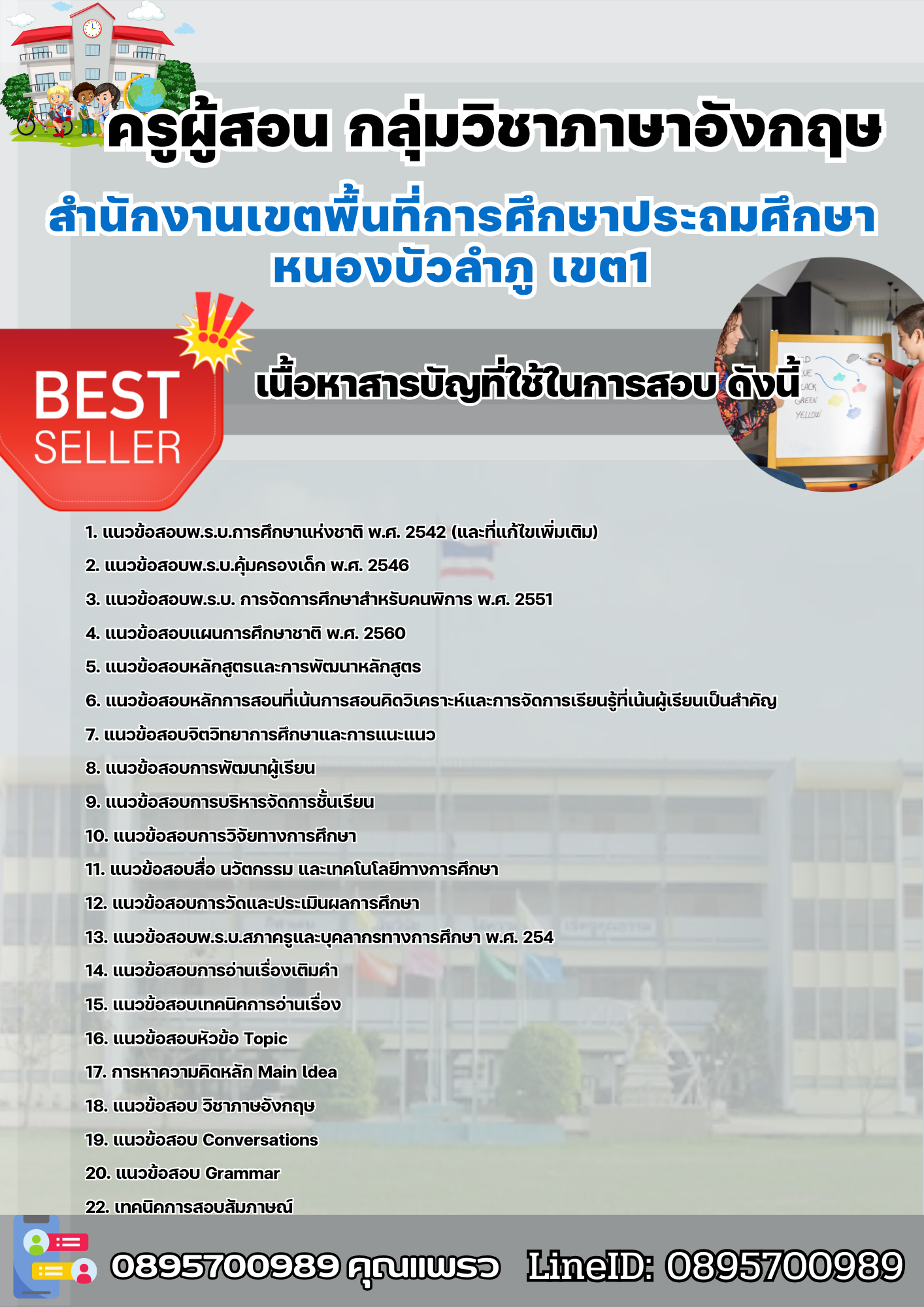 แนวข้อสอบครูผู้สอนกลุ่มวิชาภาษาอังกฤษ สำนักงานเขตพื้นที่การศึกษาประถมศึกษาหนองบัวลำภู เขต1 2568