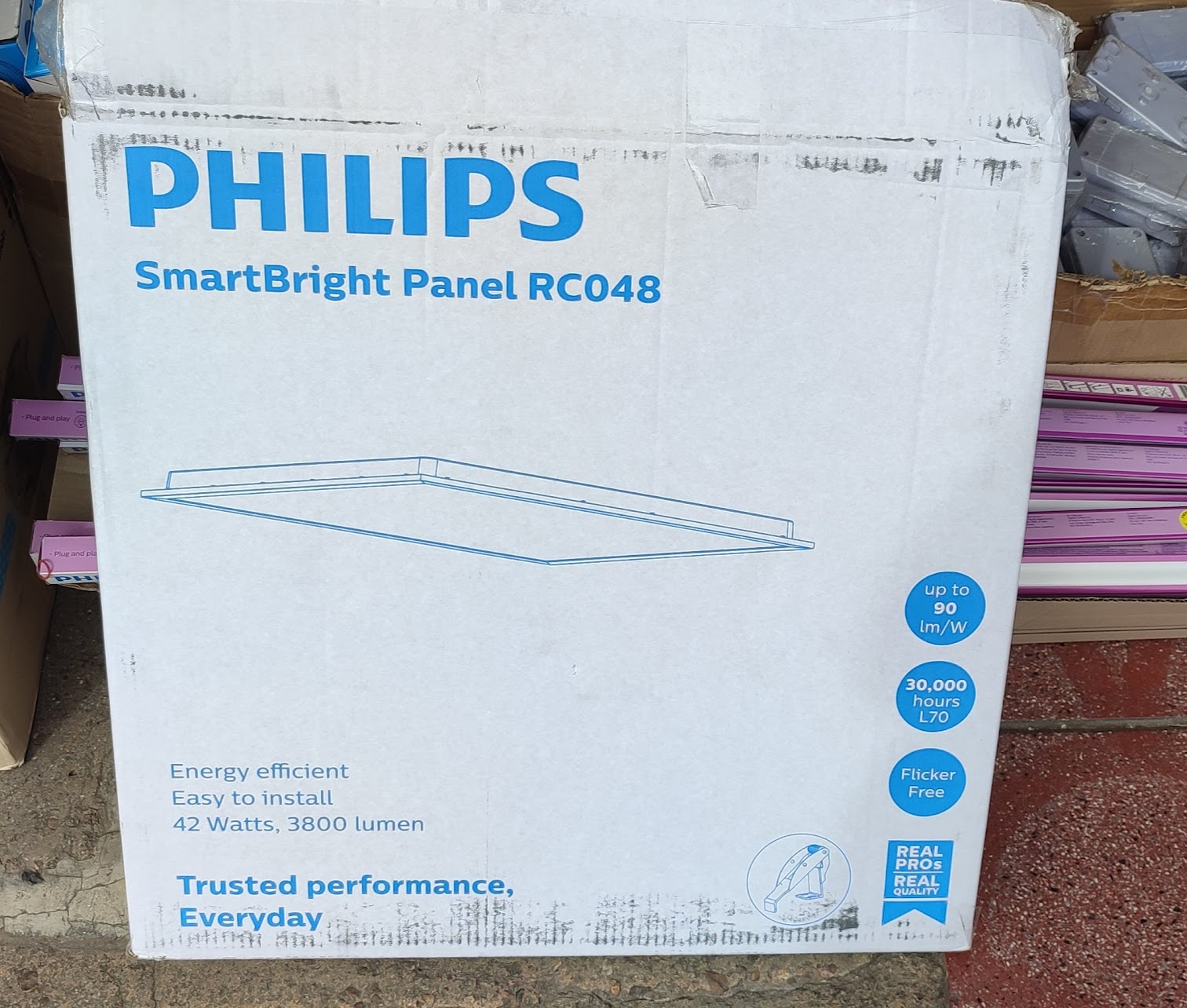 Philips โคมไฟฝั่งฝ้า พาแนล LED Panel รุ่น RC048 3800lm 42w 60X60 พร้อมคลิป พร้อม อะแดปเตอร์อยู่ภายนอก