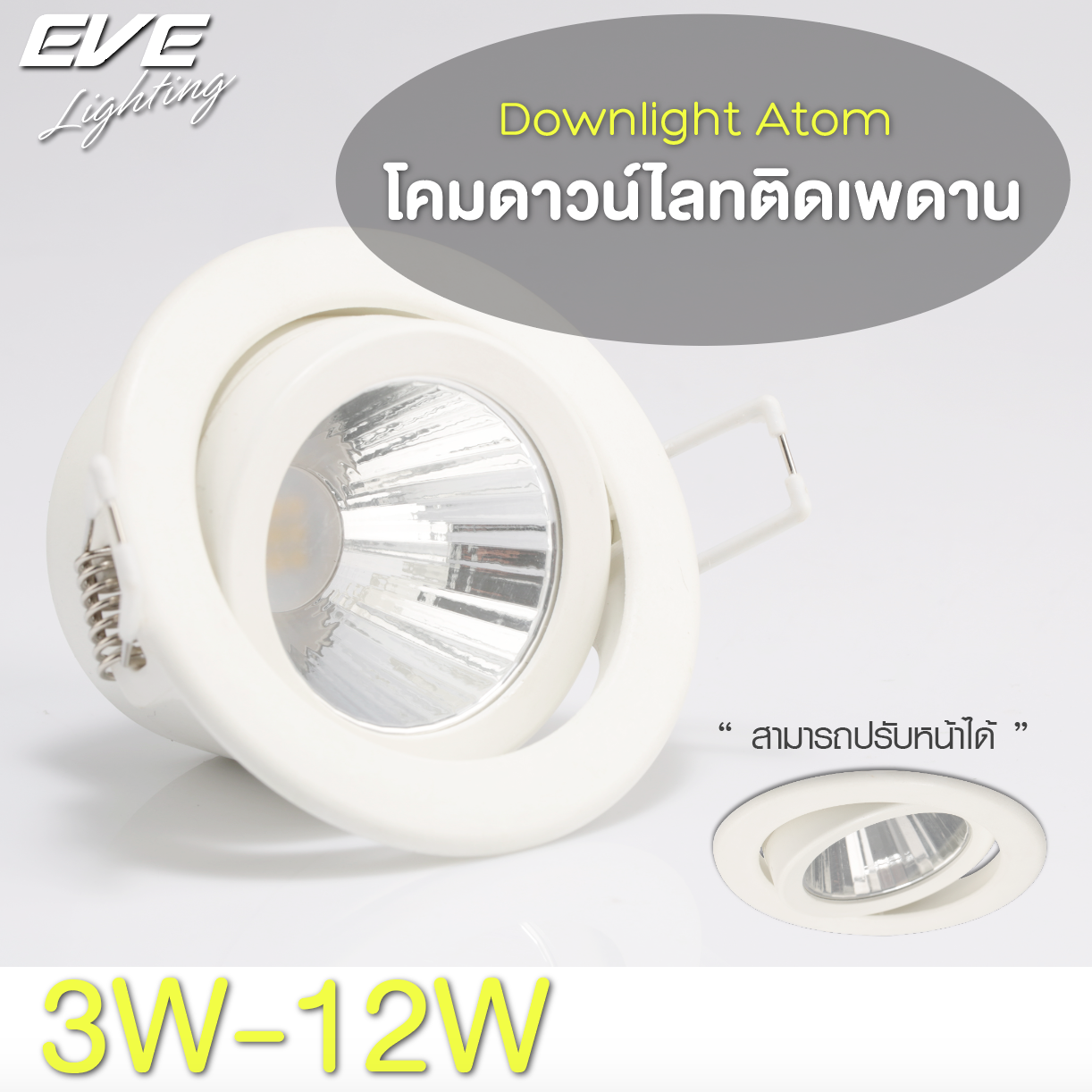 LED Downlight Atom โคมดาวน์ไลท์แอลอีดี รุ่นอะตอม ขนาดเล็ก ขนาด 3, 6, และ 9 วัตต์