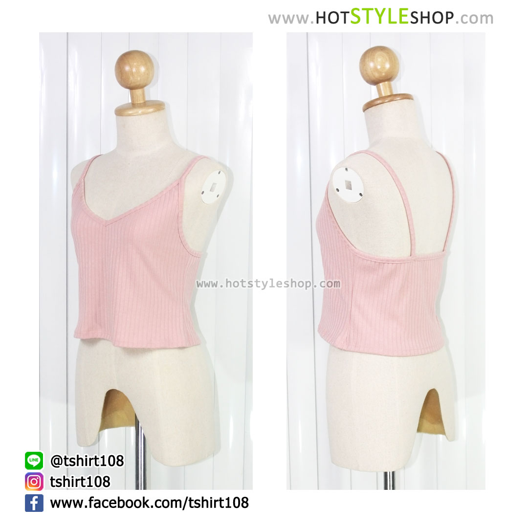 เสื้อครอปสายเดี่ยวคอวี (ขายส่ง 75 บาท)