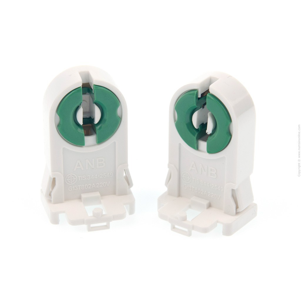 ANB ขั้วรับหลอดนีออน T8 แบบขาเยอรมันเต็มท่อน สีเขียว รุ่น F-105 หรือ รุ่นแป้น (ต่ออัน) ครึ่งท่อน แป้น ขั้วโคมตะแกรง