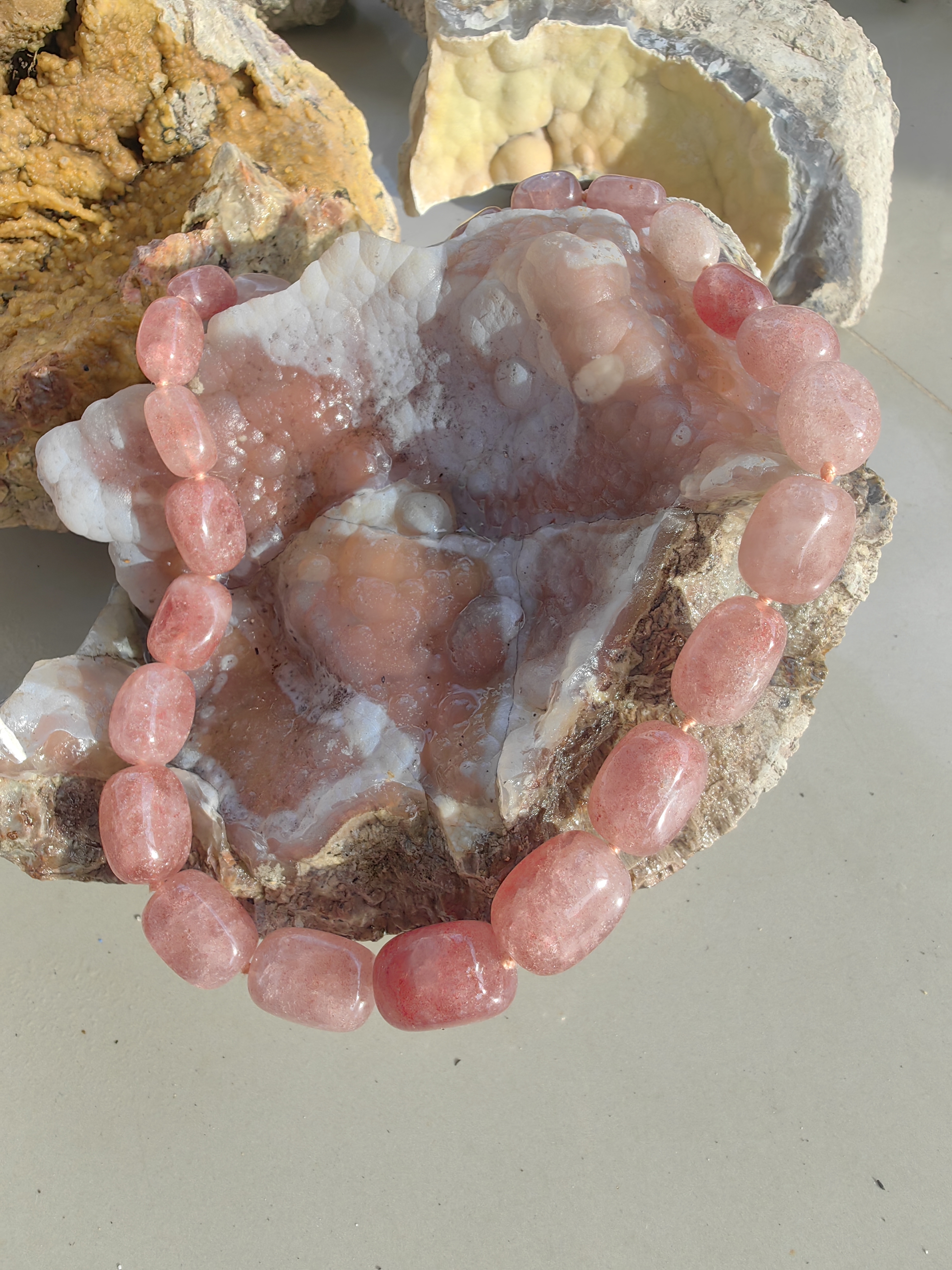 Raspberry Quartz Necklace สร้อยคอราสเบอร์รี่ควอตซ์ L 47 cm. 600.00 ct.