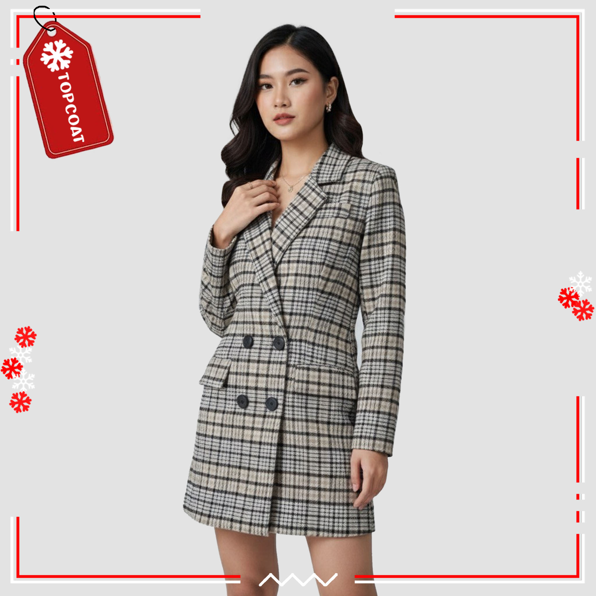 เดรสสก็อตผ้าวูล 4 กระดุม ซับในทั้งตัว ไม่คัน อยู่ทรง ใส่ได้หลายโอกาส