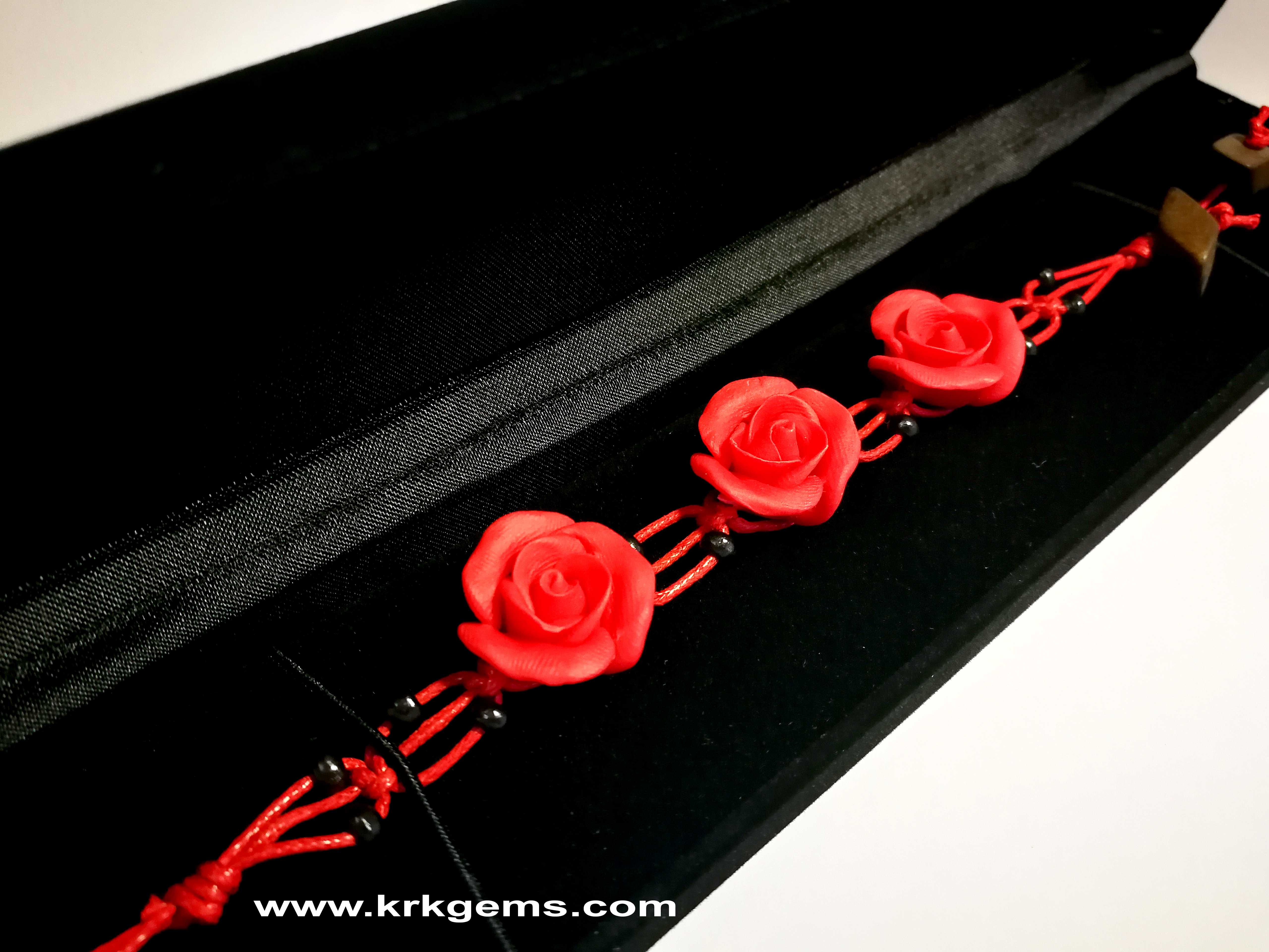 RED ROSE HANDMADE CLAY BRACELET