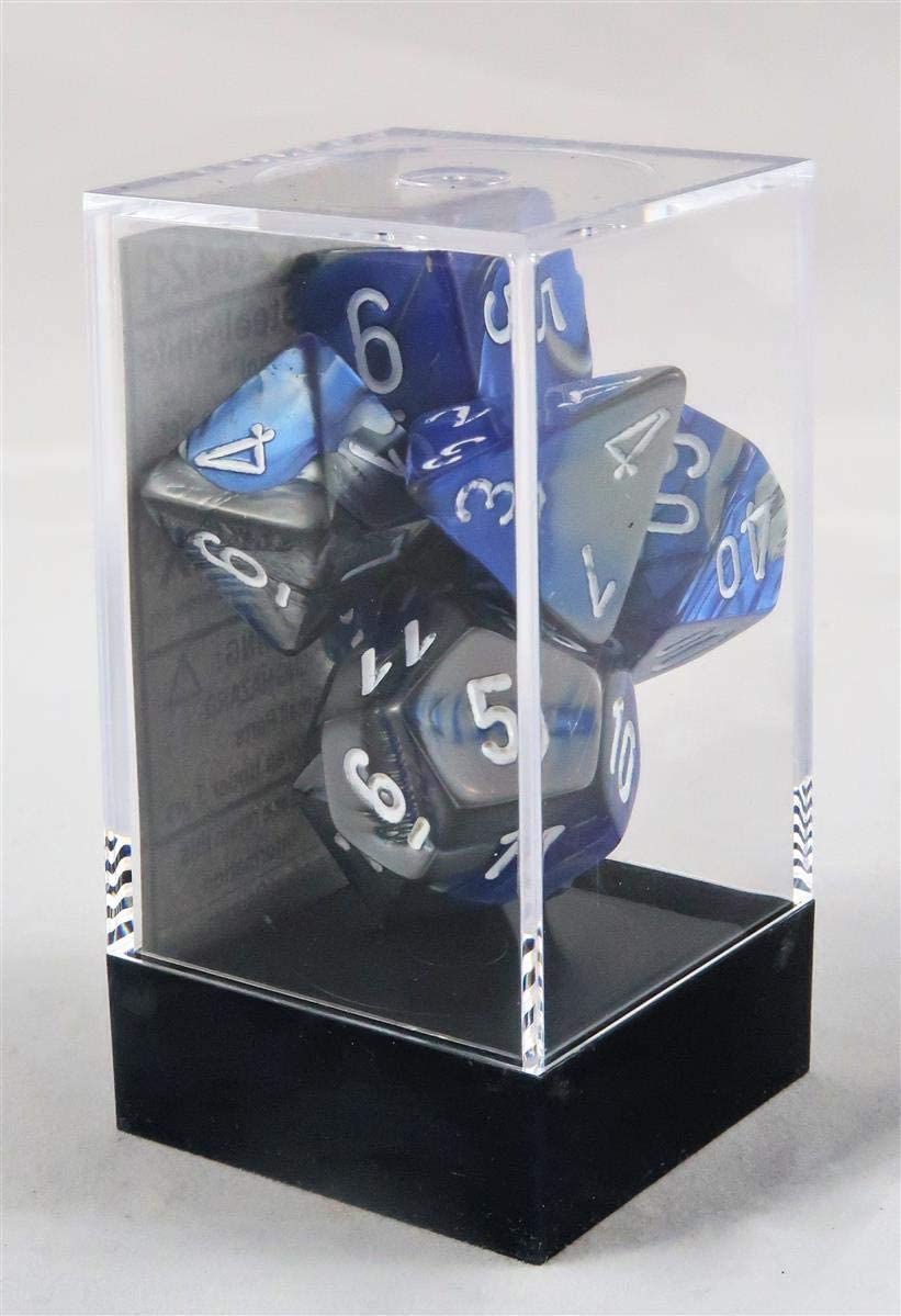 [ลูกเต๋า] Chessex: CHX26423 7 Die Polyhedral Gemini Blue Steel Whtie