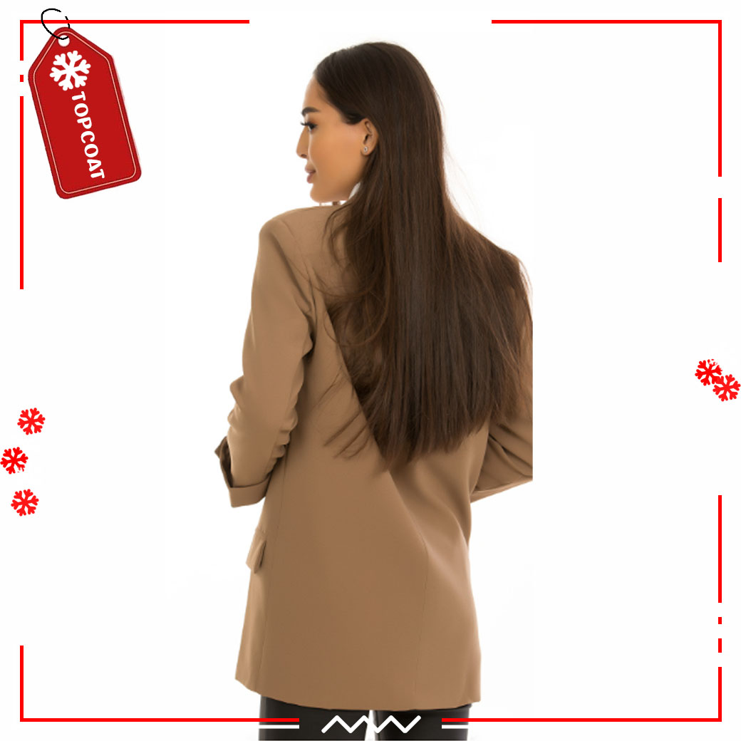 เสื้อสูทเบลเซอร์ ตัวยาว ดีไซน์ปกทรงกล้วยหอม แขน 5 ส่วน ครีม น้ำตาล ดำ