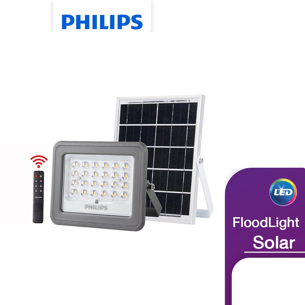Philips สปอร์ตไลท์โซล่าเซลล์ รุ่น BVC080 60W 90W 150W แสงส้ม WARMWHITE โคมโซล่าเซลล์ Solar Flood Light Essential SmartBright ประกัน สินค้า1ปี มี3ขนาด 60W/90W/150W
