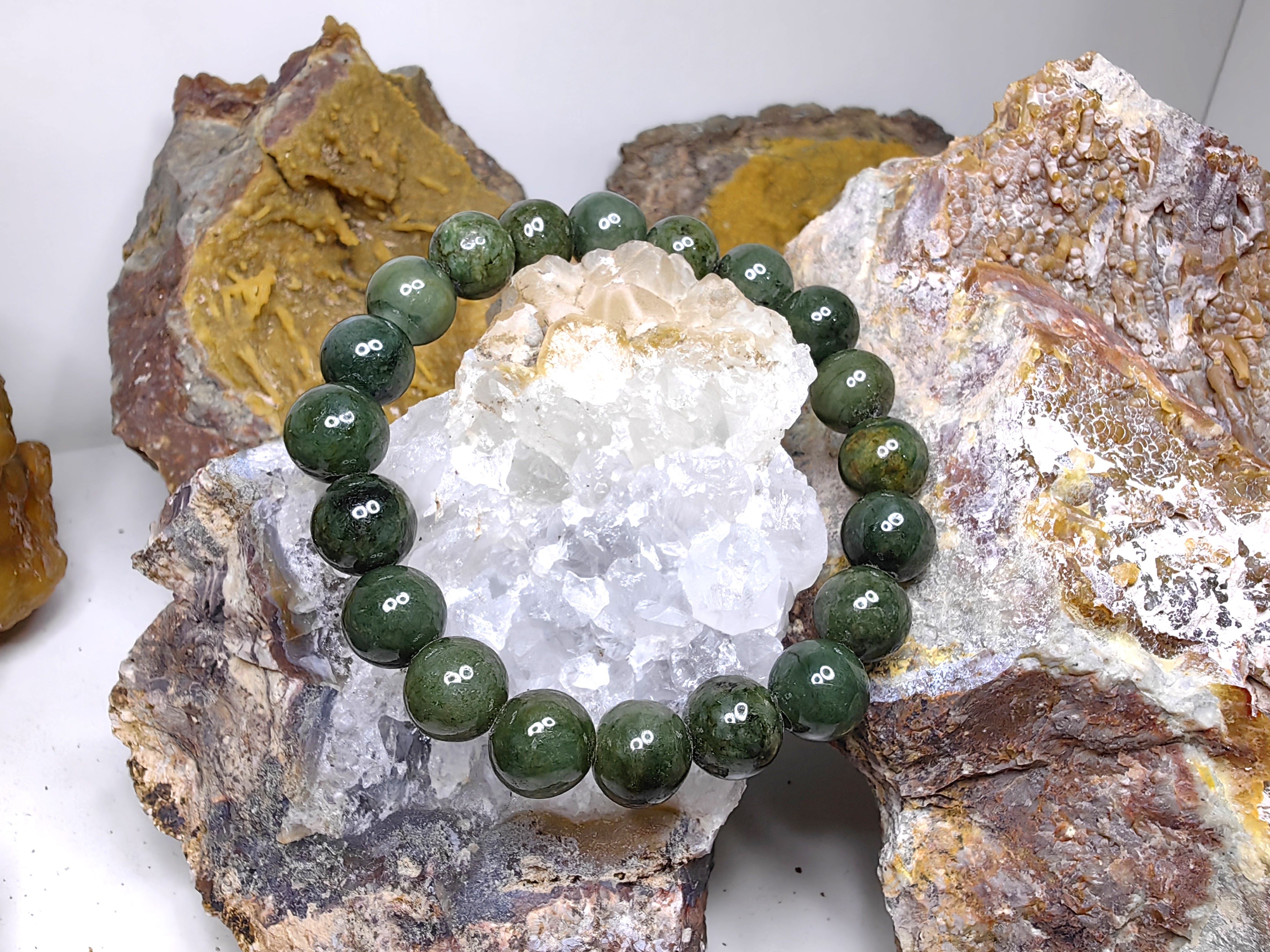 Burmese Jadeite Bracelets Round 10mm. กำไลข้อมือหยกพม่า กลม 10 mm. Free Size