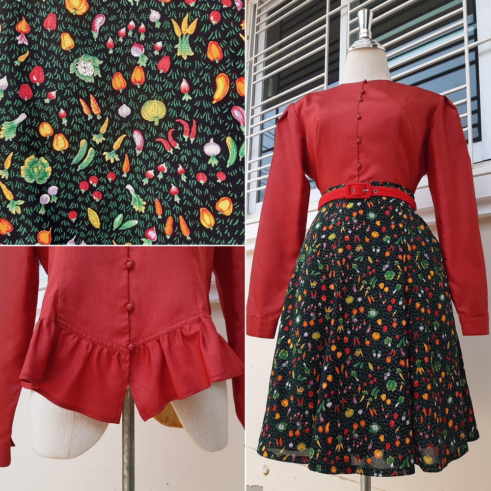กระโปรงวินเทจทรงสวิงลายผัก ผลไม้ (Vintage skirt)