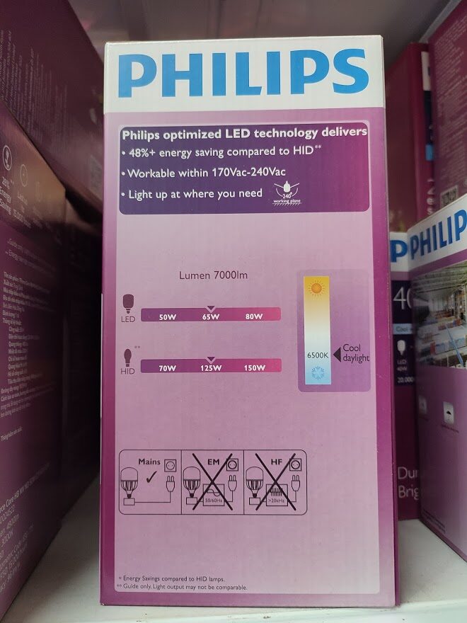 Philips หลอดไฟ ฟิลลิปผ์ 60WTrueForce หLED Core HB 60วัตต์ ขั้ว E40 Highbay 220V 7000Lumen แสงขาว