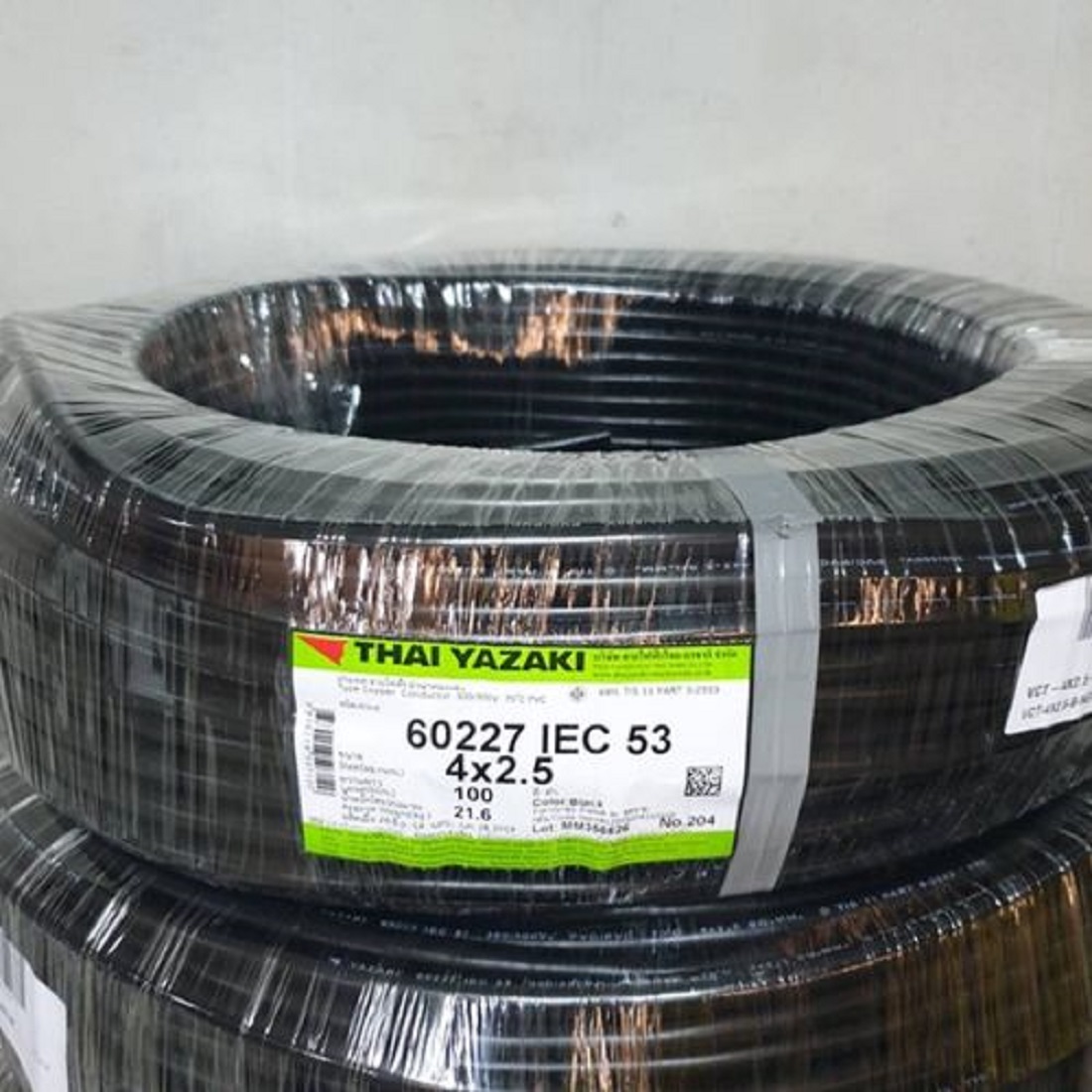 สายไฟ VCT IEC53 YAZAKI 4x2.5 ตร.มม. 100เมตร สีดำ สายไฟ VCT 4x2.5 Sq.mm.450/750V Yazaki
