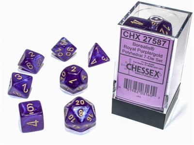 [ลูกเต๋า] Chessex: CHX27587 7 Die Polyhedral Borealis Royal Purple/Gold
