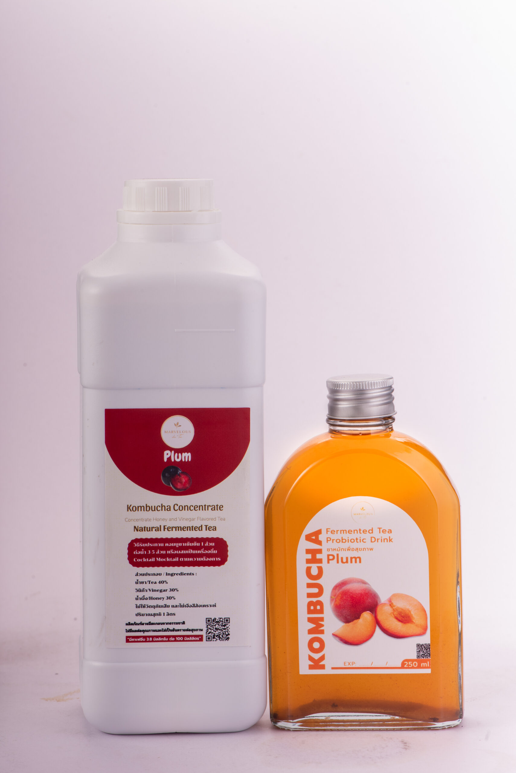 คอมบูชา ไซรัปเข้มข้น 1000 ml 4 รสชาติ ออริจนัล/ ลิ้นจี้กุหลาบ/ พลัม/ เสาวรส