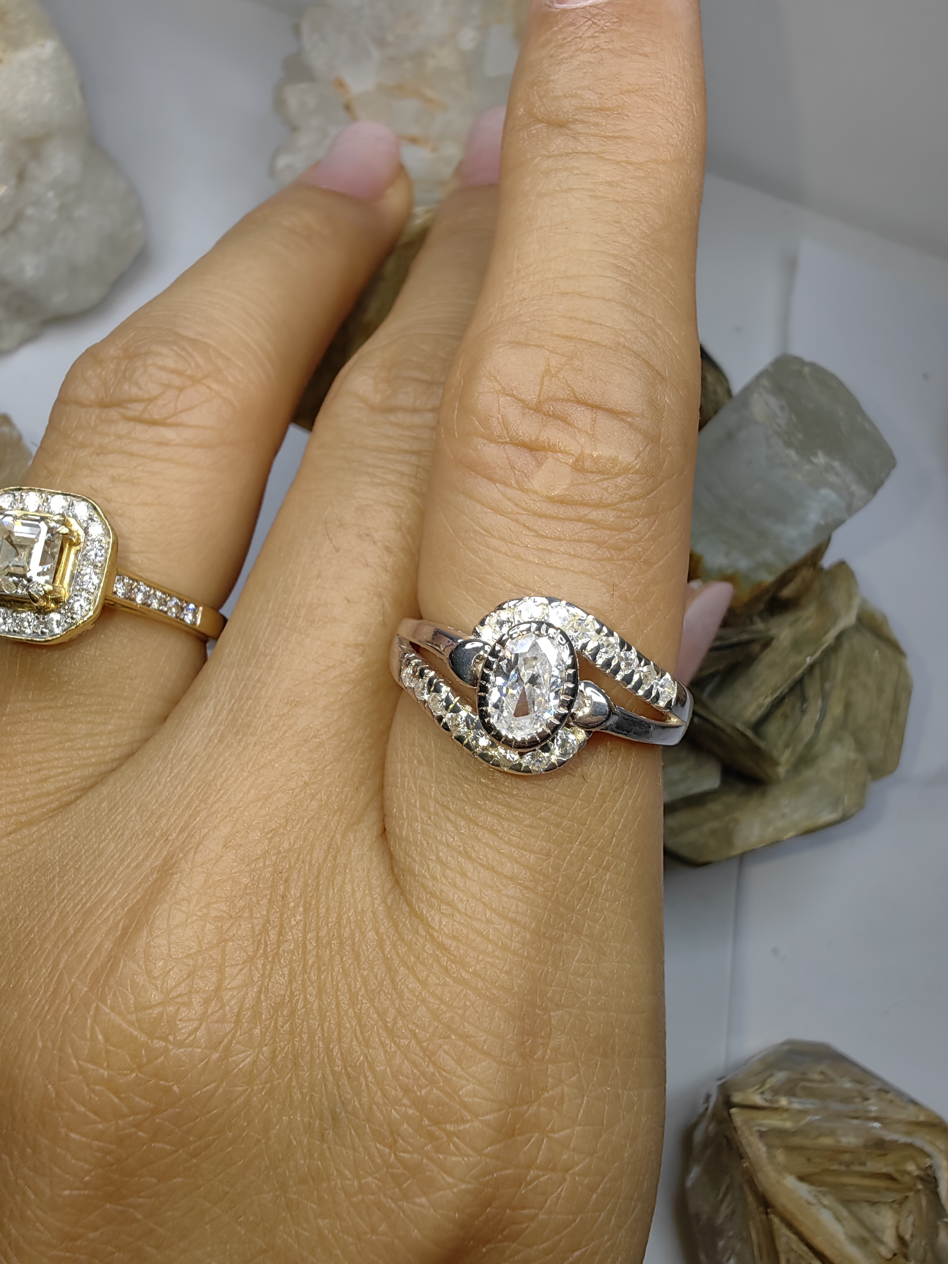 แหวนเพชร CZ เงินแท้ 92.5% Cubic Zirconia 925 Sterling Silver Ring Size 54