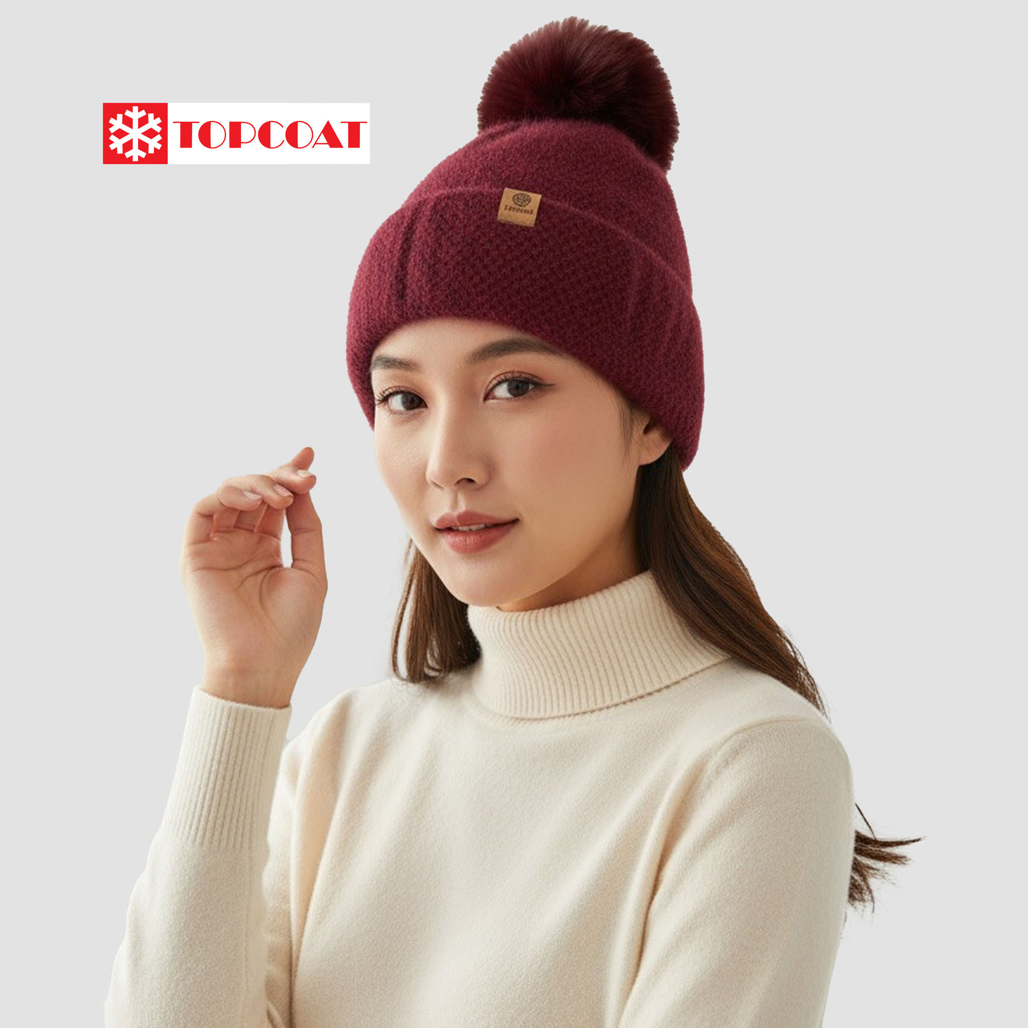 หมวกกันหนาว (Pom Pineapple Knit) บุขนหนานุ่มพิเศษ มีจุก