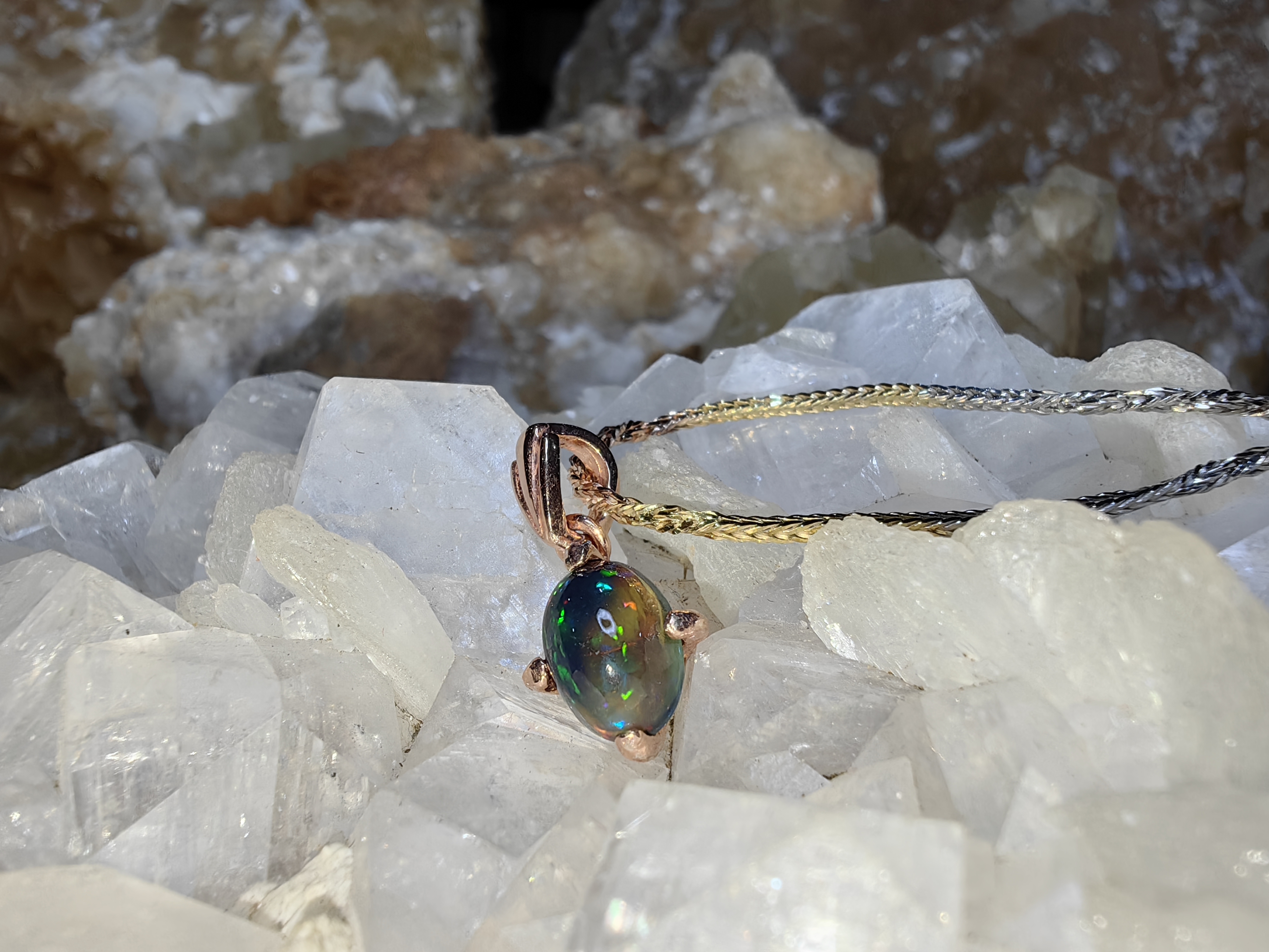 Black Opal Pendent 925 Sterling Silver จี้โอปอดำ เงินแท้ 925