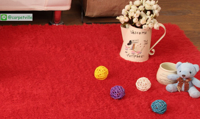 พรมขนสั้น Super Soft สีแดง