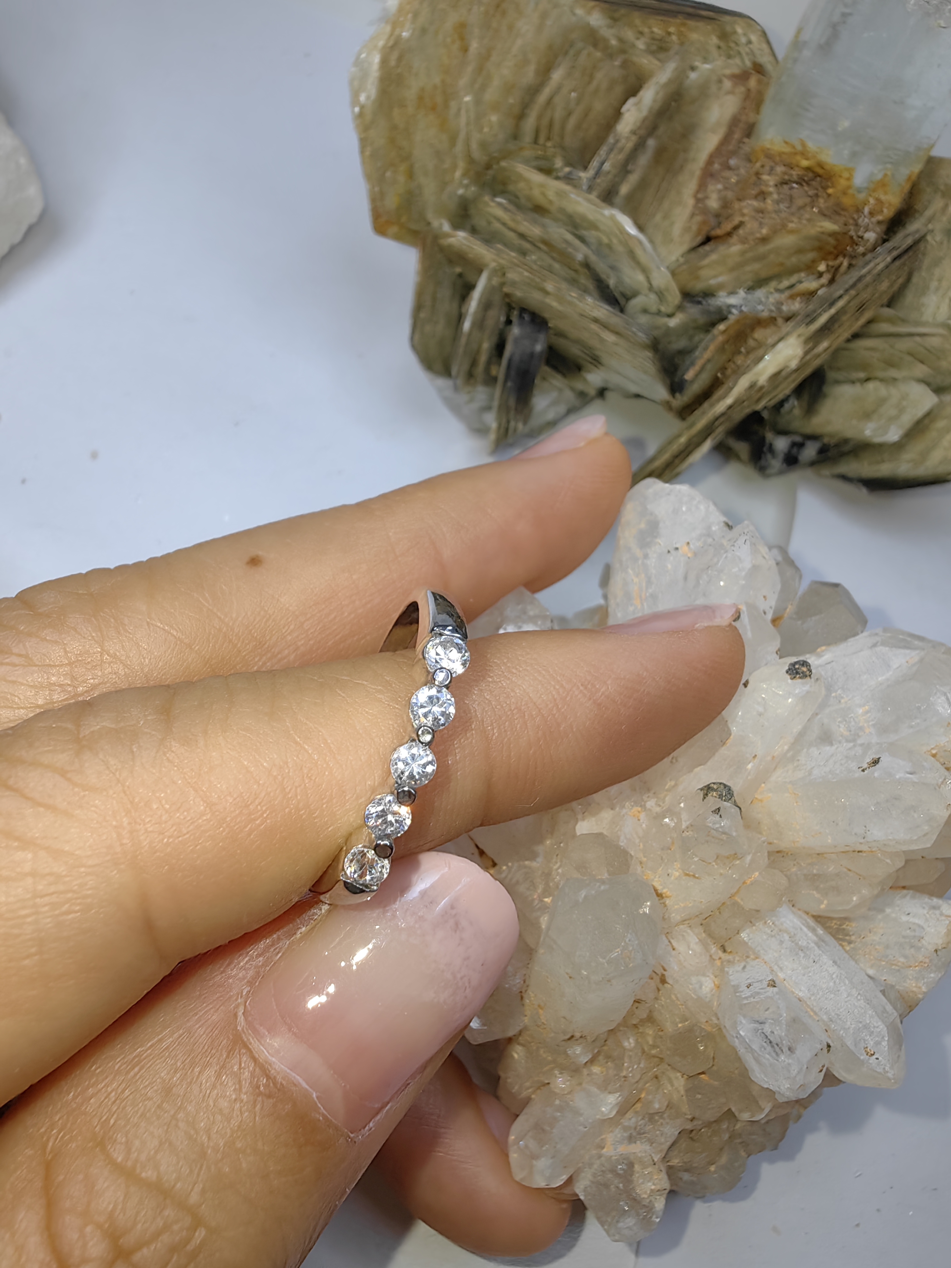 แหวนเพชร CZ เงินแท้ 92.5% Cubic Zirconia 925 Sterling Silver Ring Size 58