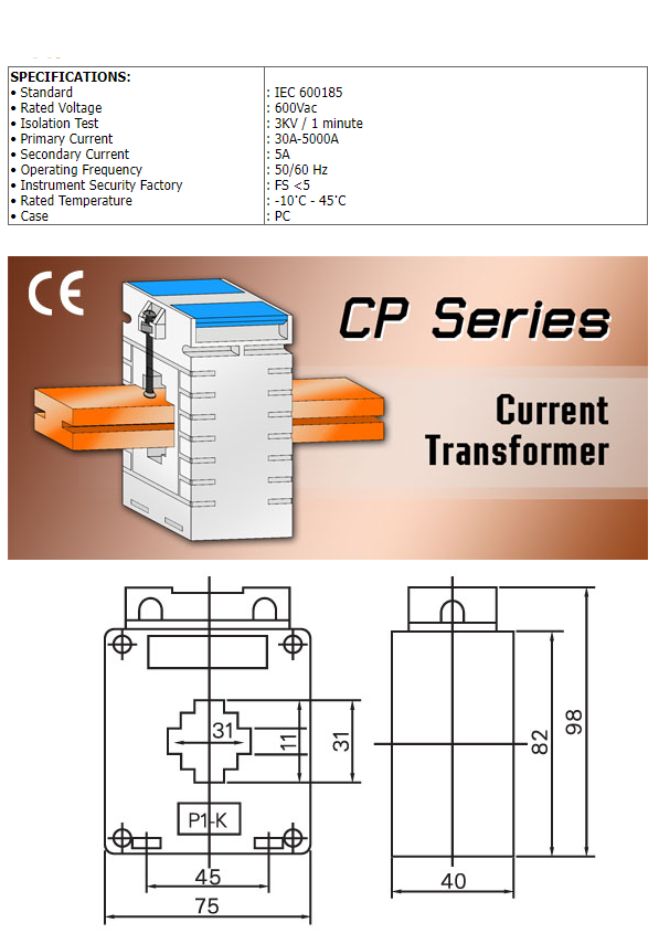 เคอเร้นท์ MSQ-30 CT150/5A Current Transformer Model MSQ-30 30/5A