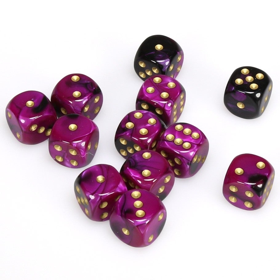 [ลูกเต๋า] Chessex: CHX26640 Black-purple/Gold 16mm D6 Dice