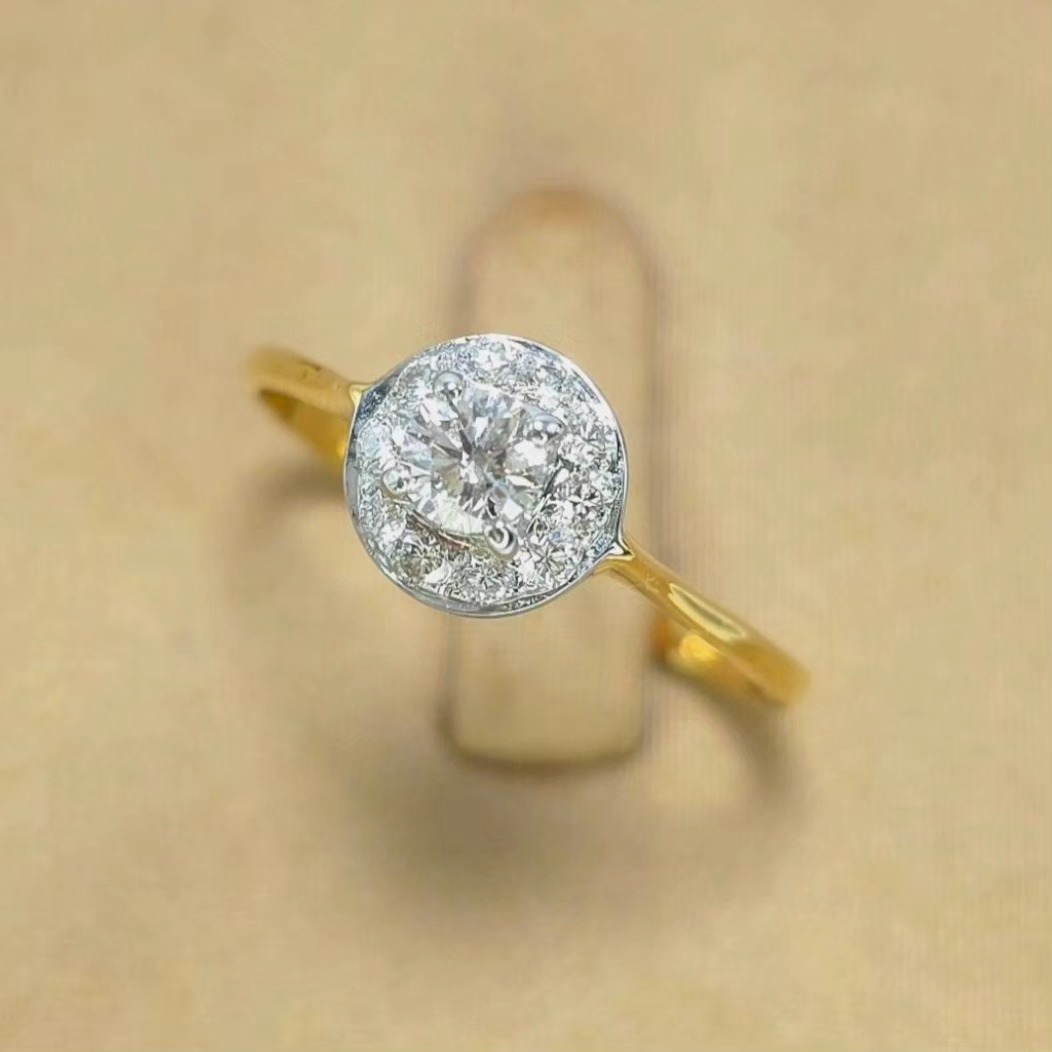 แหวนทองคำ 18K เพชรเกสร 22 ตัง 1 เม็ด 2 ตัง 10 เม็ด รวม 42 ตัง น้ำ 94-95 ความสะอาด vvs-vs ไซส์ 57 น้ำหนัก 2.19 กรัม ราคา 9,500.-(Net)