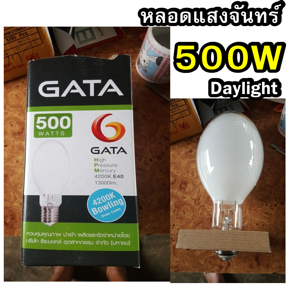 GATA หลอดต่อตรง 500W หลอดแสงจันทร์ HIGH PRESSURE MERCUY LAMP 500W ขั้ว E40 A1