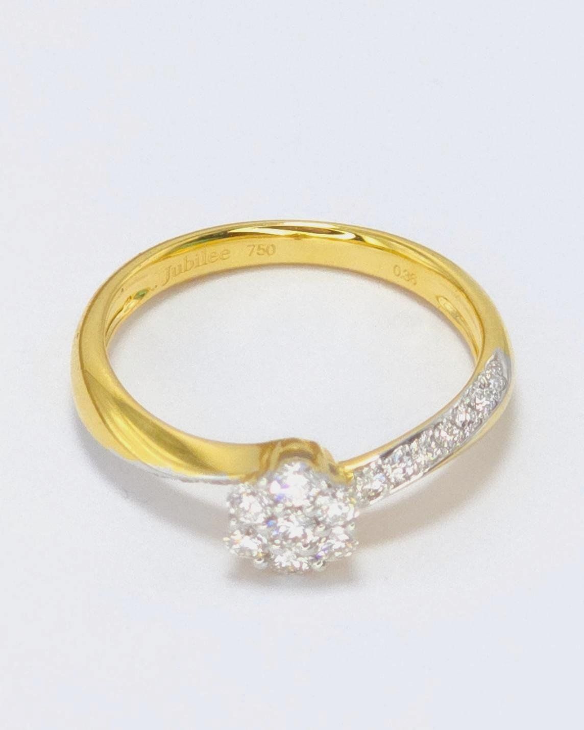 🚫ปิดการขาย(SoIdOut)🚫แหวนทองคำ 18k แบรนด์ Jubilee เพชรเกสร 4 ตัง 1 เม็ด 3 ตัง 6 เม็ด 1 ตัง 14 เม็ด รวม 36 ตัง น้ำ 99(E) ความสะอาด vvs สภาพสวยใหม่มาก ไซส์ 53 หน้ากว้าง 6 มิล น้ำหนัก 2.74 กรัม ราคา 11,500.-(Net)