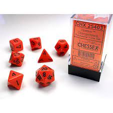[ลูกเต๋า] Chessex: Orange/Black Opaque Polyhedral 7-Die Set