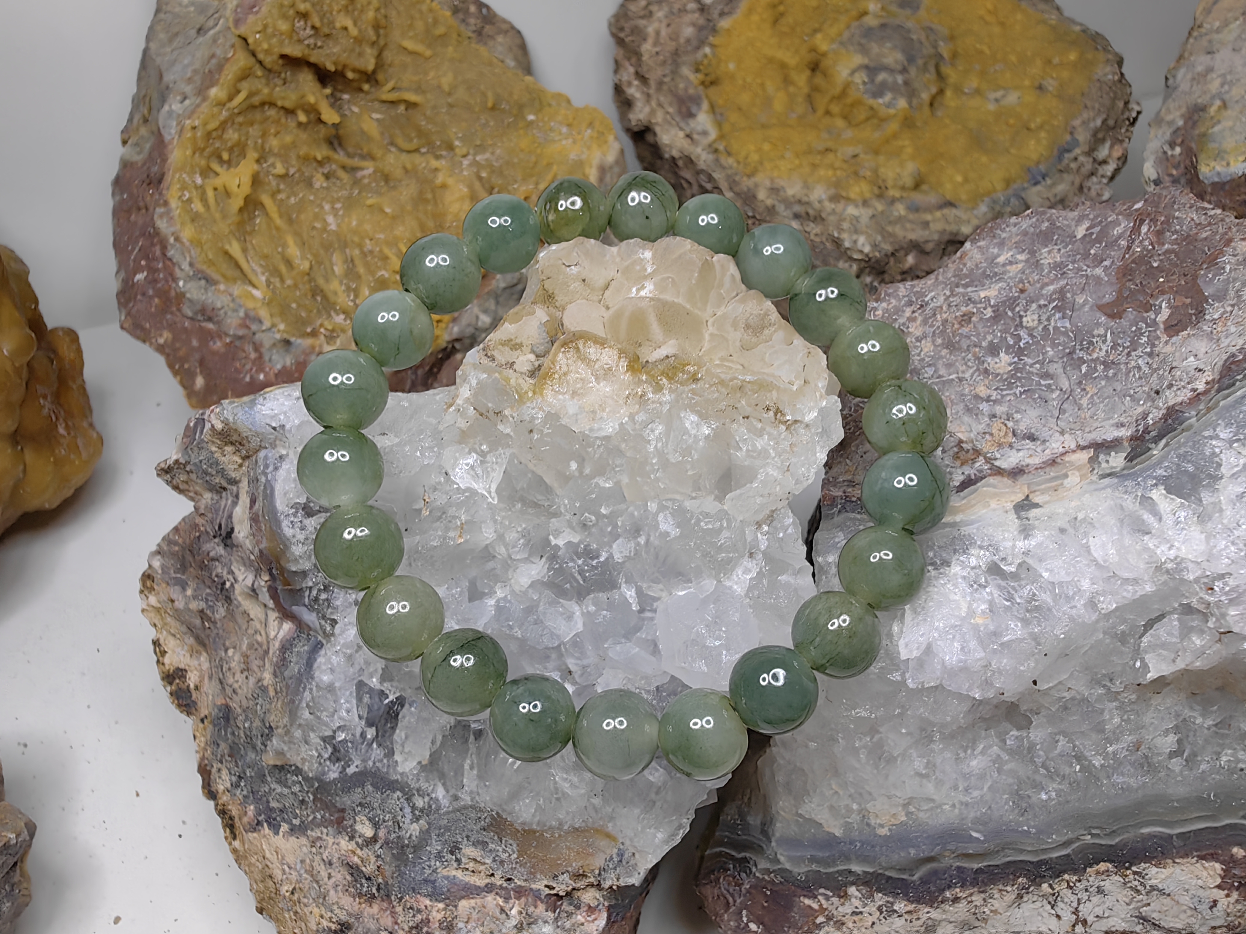 Burmese Jadeite Bracelets Round 8 mm. กำไลข้อมือหยกพม่า กลม 8 mm. Free Size