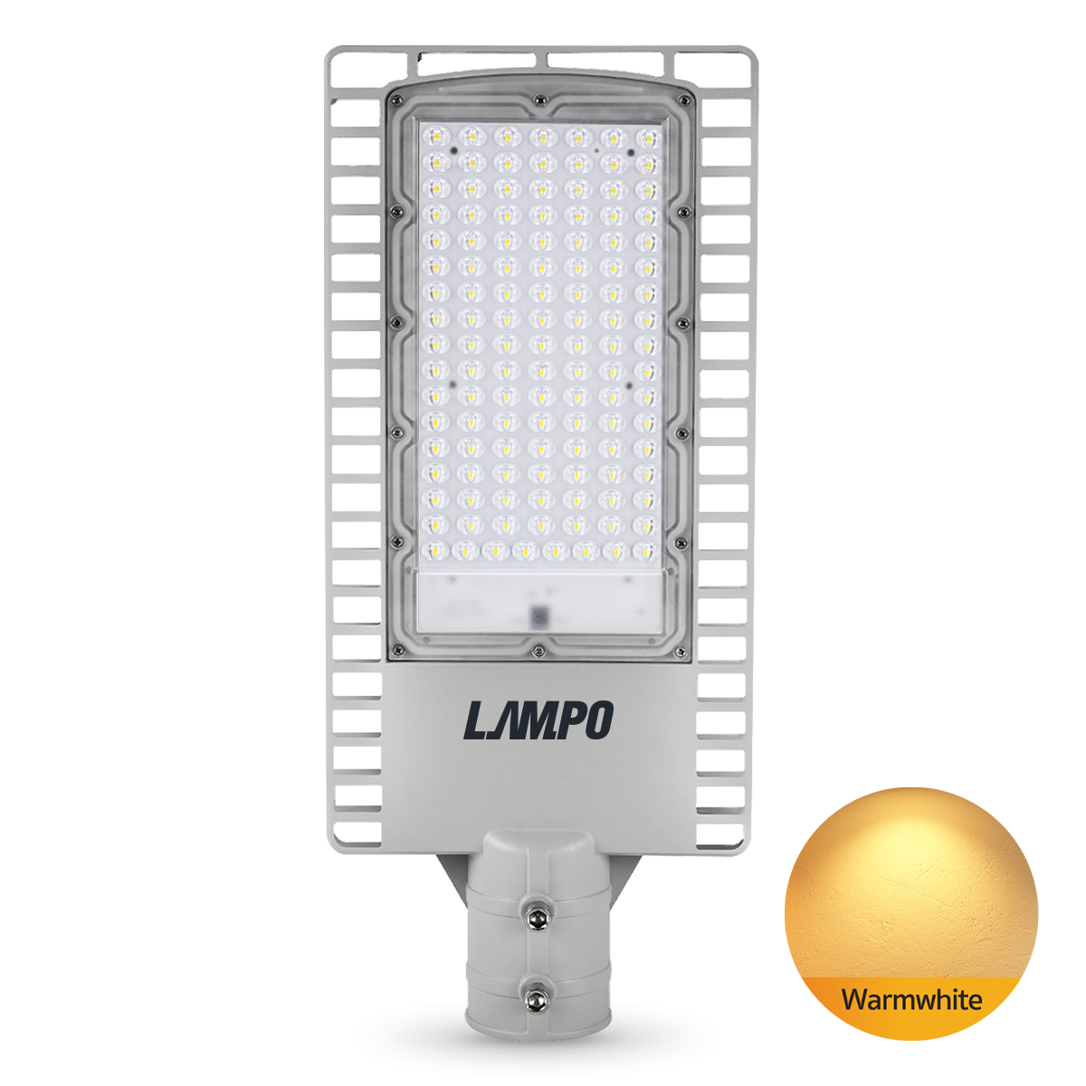 โคมไฟถนน LED รุ่น LUCIFER 120W ยี่ห้อ lampo แสงส้ม Warmwhite ความสว่างสูง กันน้ำกันฝุ่น IP67