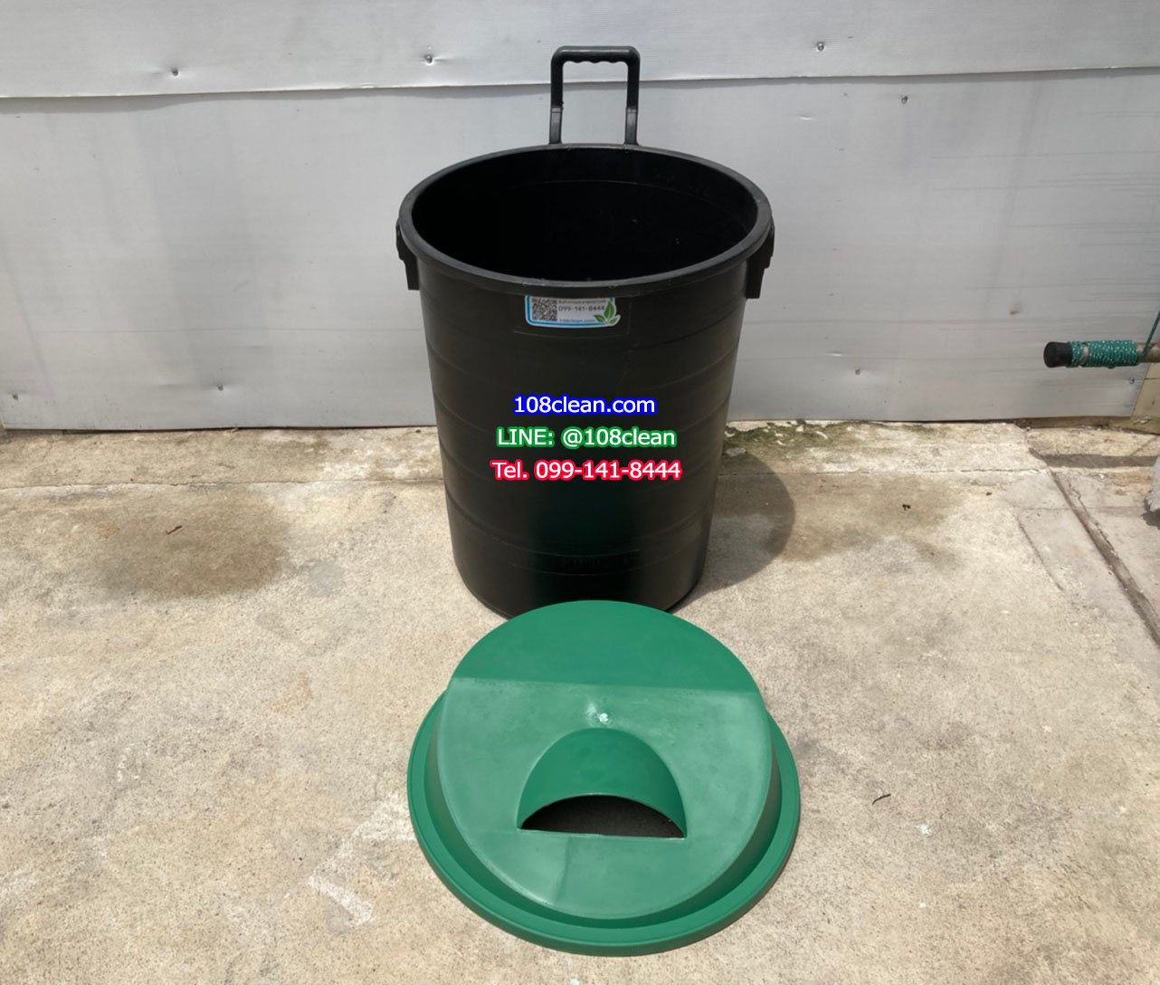ถังขยะพฤกษา ตัวถังสีดำ มีล้อลาก