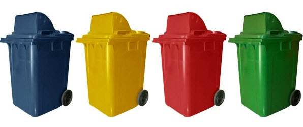 ถังขยะพร้อมล้อเข็น 190 ลิตร ฝา 1 ช่องทิ้ง