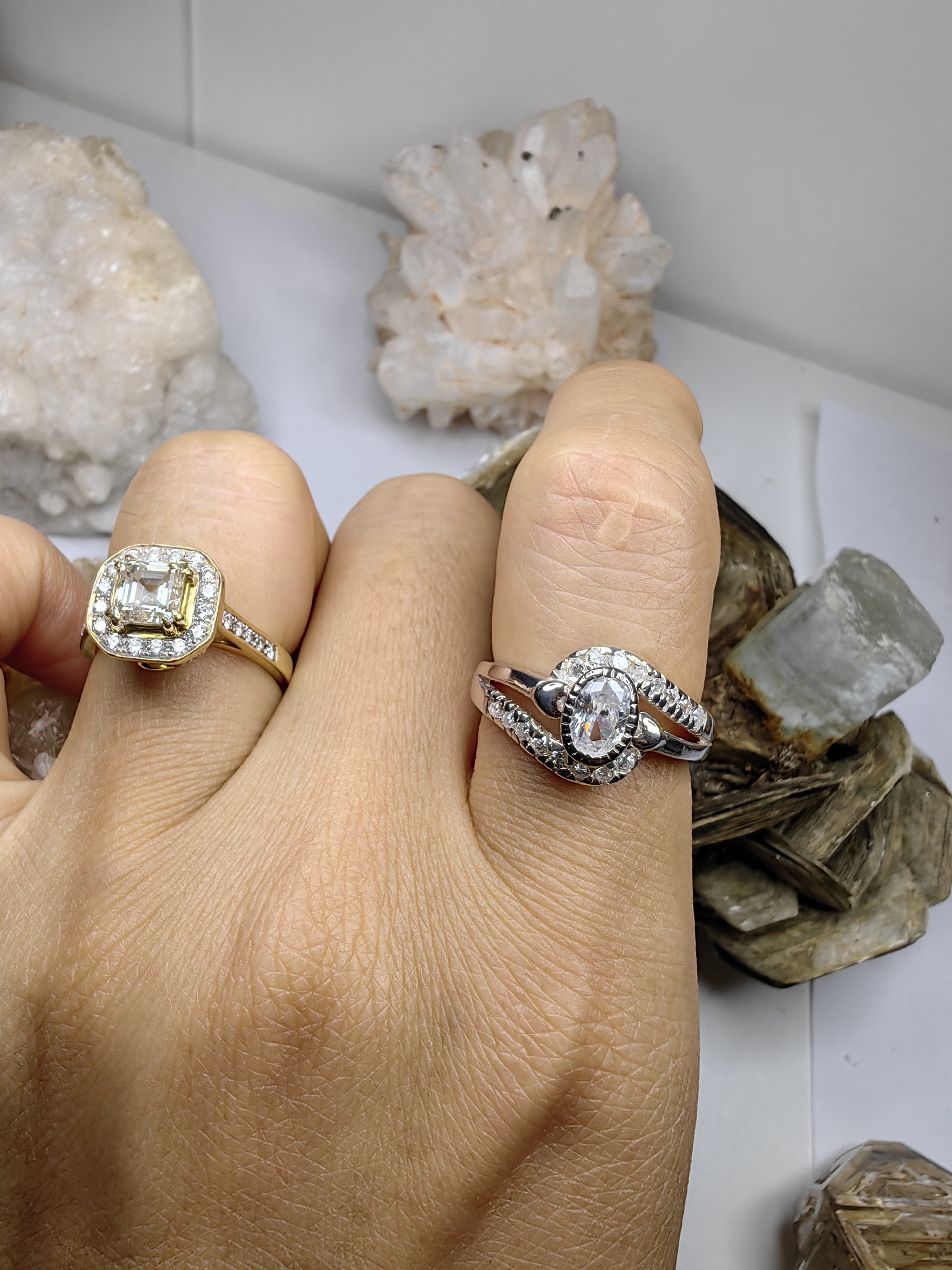 แหวนเพชร CZ เงินแท้ 92.5% Cubic Zirconia 925 Sterling Silver Ring Size 54