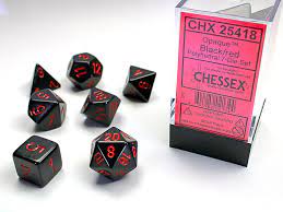 [ลูกเต๋า] Chessex: Black/Red Opaque Polyhedral 7-Die Set