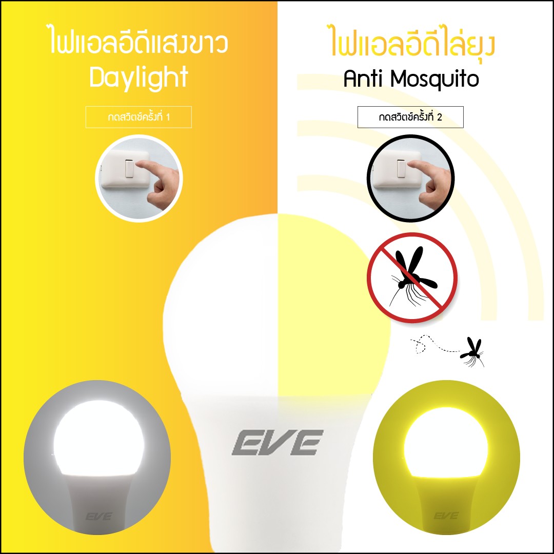 LED A60 Anti Mosquito 2in1 8W Yellow/Daylight E27