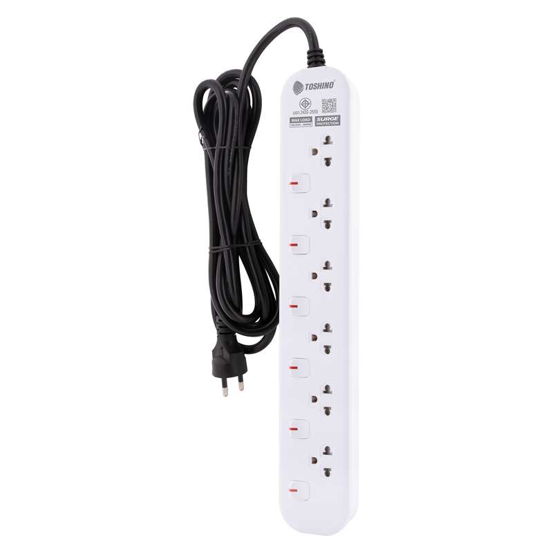 Toshino รางปลั๊กไฟ 6 ช่อง 6 สวิตช์ 3เมตร 16A/3600W รุ่น JT6-3M 3เมตร