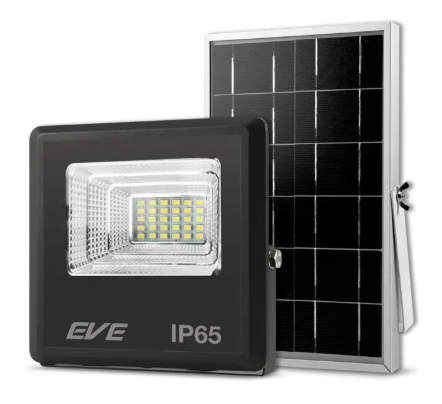 (ประกัน1ปี) Eve โคมสปอร์ตไลท์โซล่าเซลล์ แอลอีดี ฟลัด รุ่น ดอน (10W ) แบตใหญ่กว่าเดิม เดย์ไลท์ พร้อมรีโมทควบคุม