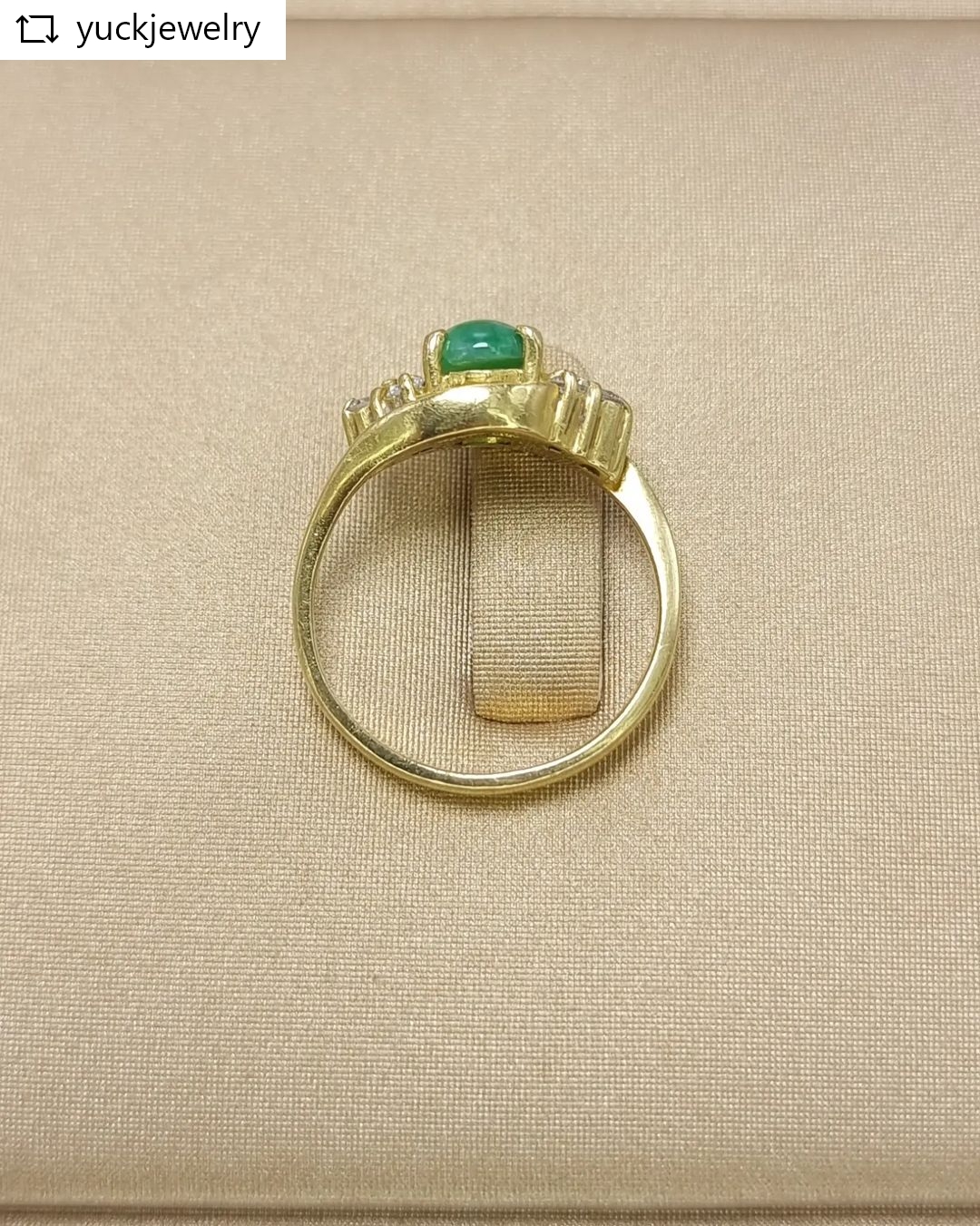 🚫ปิดการขาย(SoIdOut)🚫แหวนทองคำ 95% ประดับหยก เพชรเกสร 3 ตัง 6 เม็ด รวม 18 ตัง น้ำ 94-95 ความสะอาด vs ไซส์ 52 น้ำหนัก 4.65 กรัม