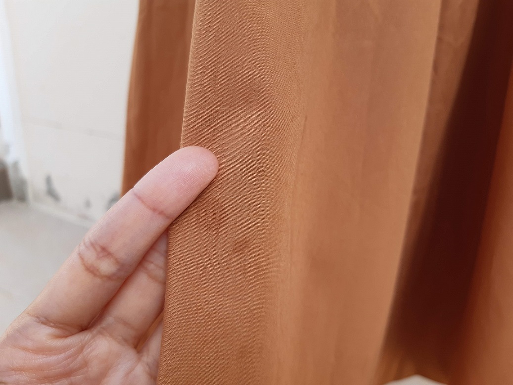 กระโปรงยาววินเทจสีส้มชาเย็น เอวสูง ยาวคลุมเข่า