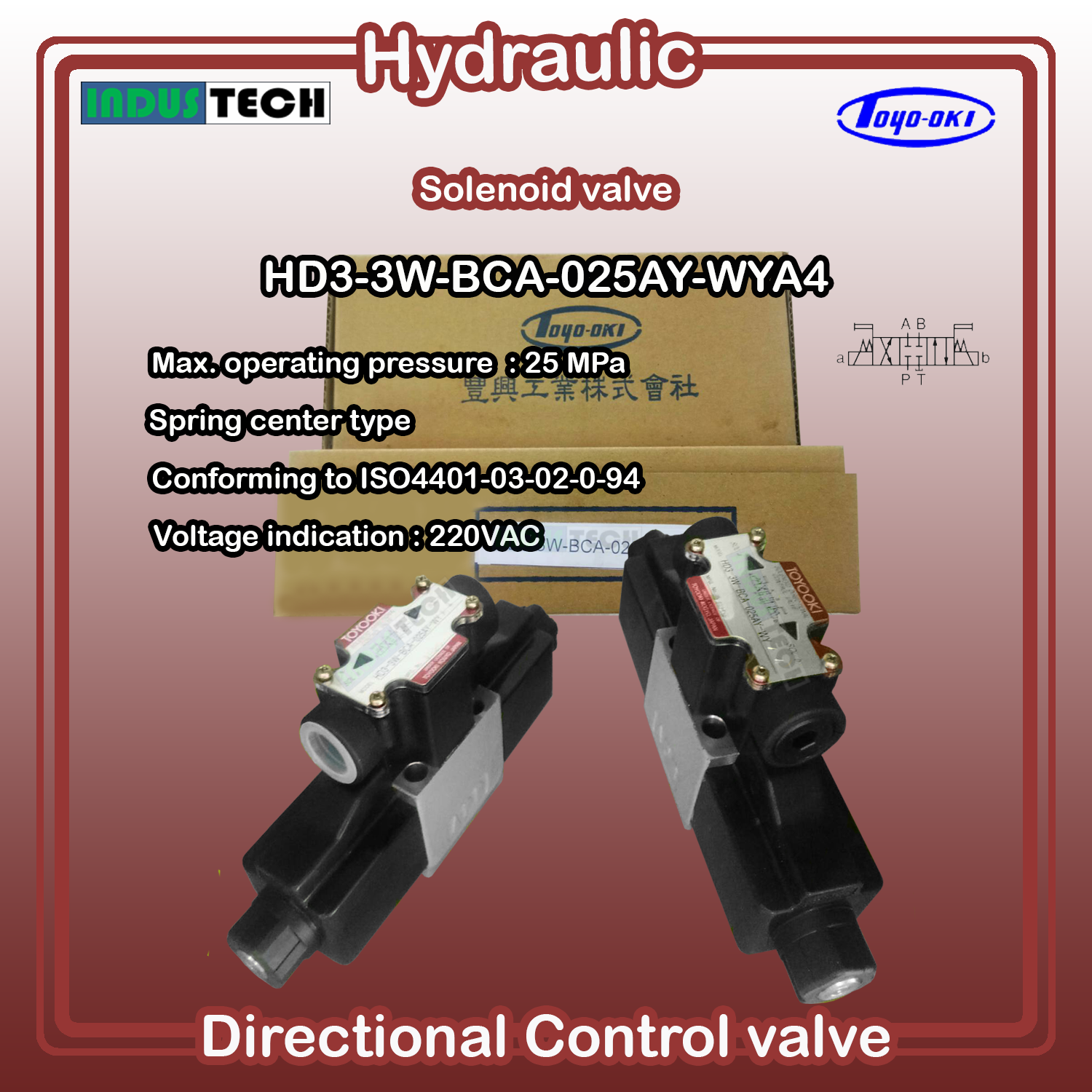 Toyooki Solenoid Valve Spring center type รุ่น HD3-3W-BCA-025AY-WYA4