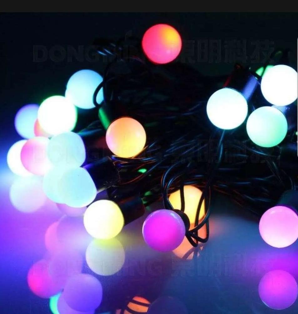 ไฟประดับLEDปิงปอง ปรับสลับสี ความยาว 10เมตร 50หัว leกลมสลับสี ยาว8เมตร หลากสีRGB วิ่งหลากสีต่อหลอด 1ชุด