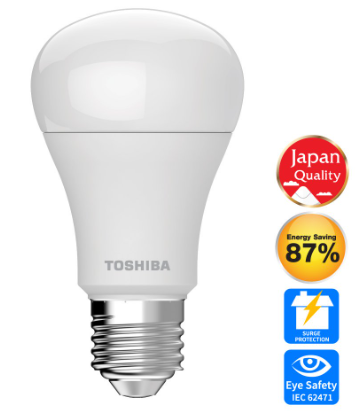 TOSHIBA หลอดไฟ LED A60 ขนาด 11 วัตต์ ขั้ว E27 มี 3 แสง Warm White, Cool White, Daylight รับประกัน 1 ปี