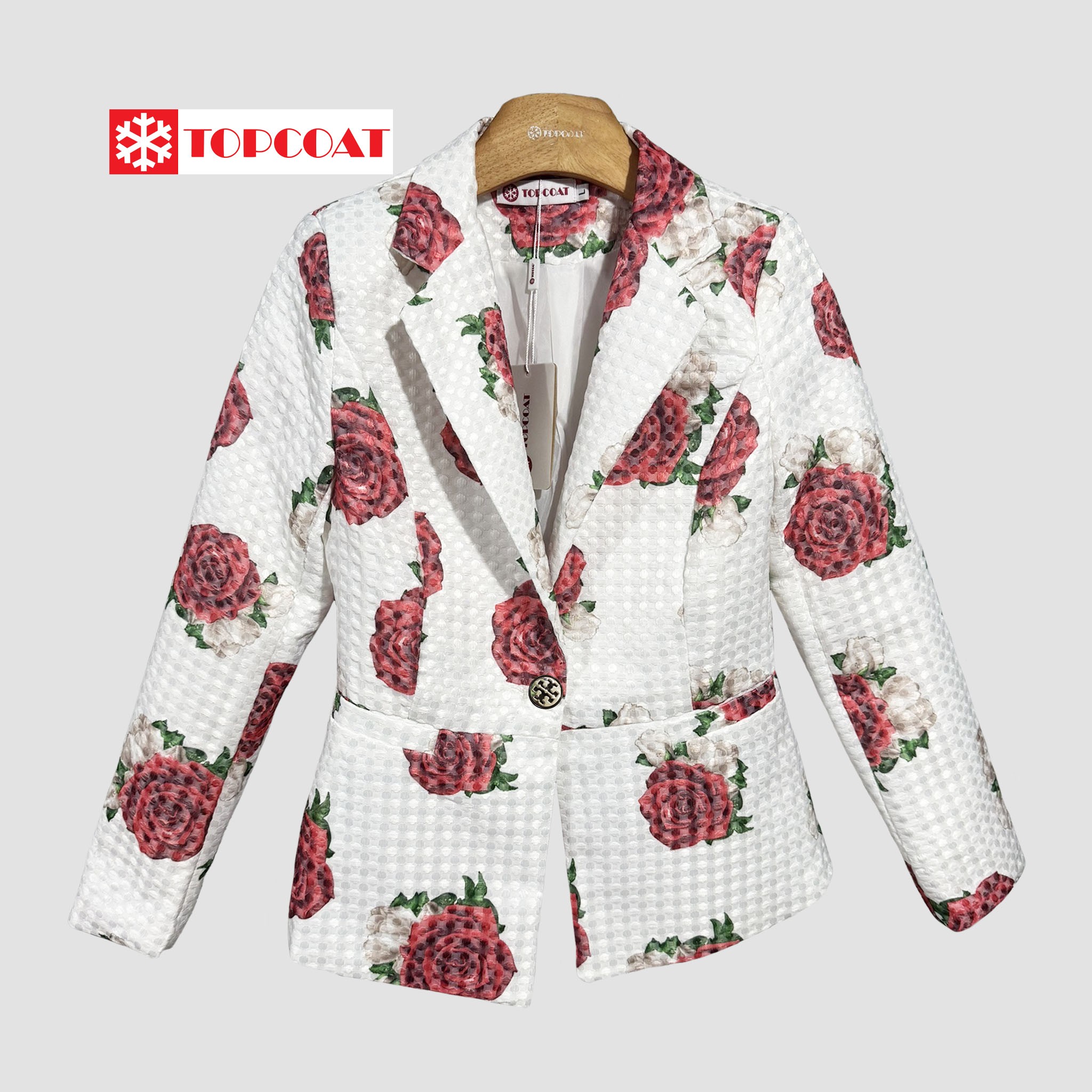 เสื้อสูทผู้หญิงลายดอกกุหลาบ ผ้าใส่สบาย ระบายกอากาศได้ดี ซับในทั้งตัว