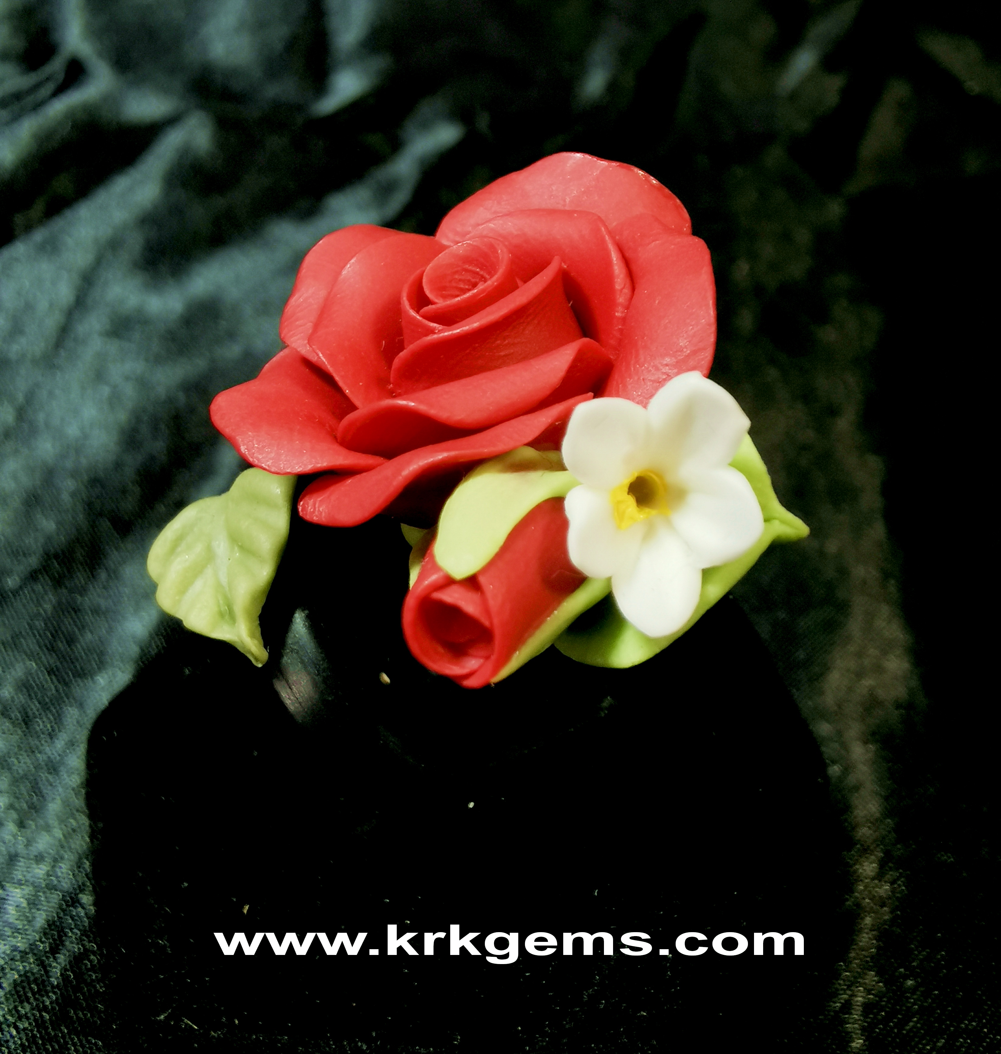 RED ROSE HANDMADE CLAY RING