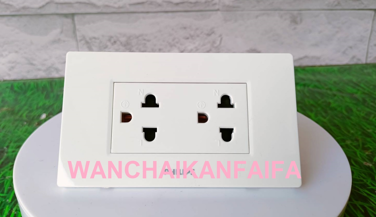 Philips ชุดสวิทซ์ ชุดปลักไฟ รุ่น 2X4 3ช่อง ฟิลลิป ชุดปลั๊กกราวน์คู่ / ปลั๊กเดี่ยว / สวิตซ์ พร้อมบล็อค 2x4 ครบชุด